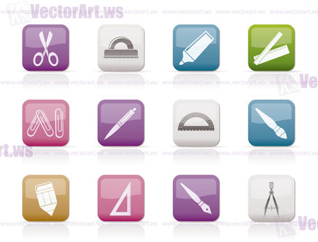 school and office tools icons- vector icon se