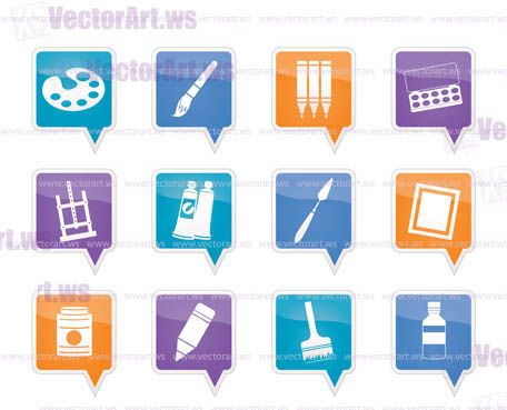 painter, drawing and painting icons -  vector icon set