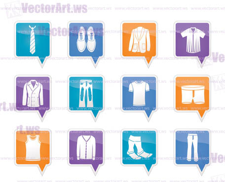 man fashion and clothes icons - vector icon set