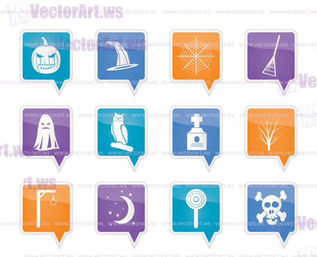 halloween icon pack  with bat, pumpkin, witch, ghost, hat - vector icon set