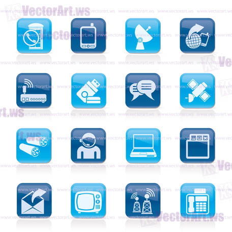 Communication, connection and technology icons - vector icon set