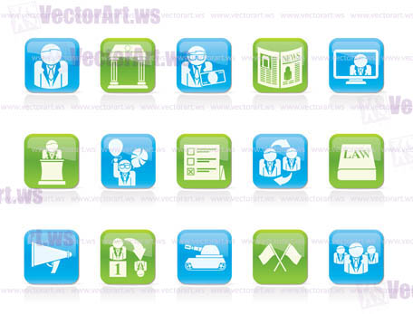 Politics, election and political party icons - vector icon set