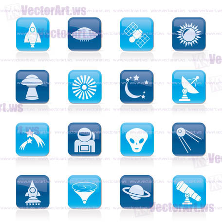 astronautics, space and universe icons - vector icon set