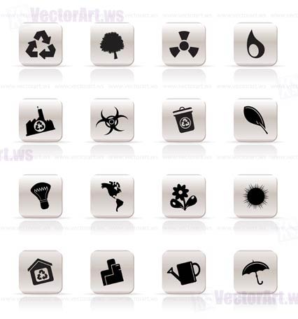 Simple Ecology and Recycling icons - Vector Icon Set