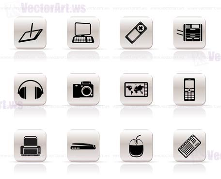Simple Hi-tech technical equipment icons - vector icon set 3