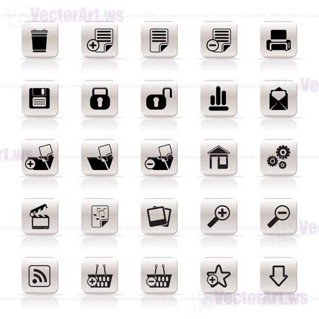 25 Simple Realistic Detailed Internet Icons - Vector Icon Set