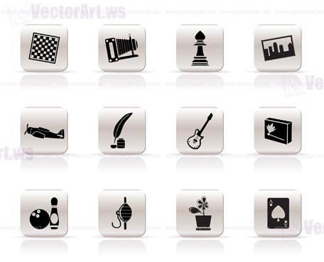 Simple Hobby, Leisure and Holiday Icons - Vector Icon Set