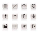 Simple medieval arms and objects icons - vector icon set