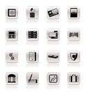Simple bank, business, finance and office icons vector icon set