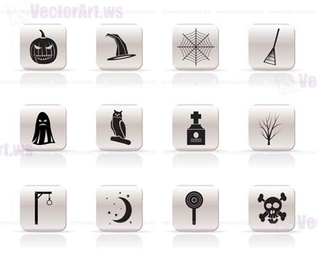 Simple halloween icon pack  with bat, pumpkin, witch, ghost, hat - vector icon set