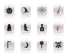 Simple halloween icon pack  with bat, pumpkin, witch, ghost, hat - vector icon set