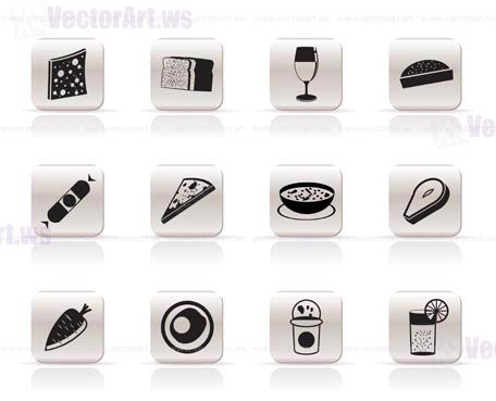 Shop, food and drink icons 2 - vector icon set