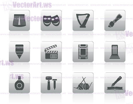 Different kind of art icons - vector icon set