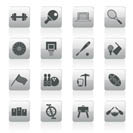 Sports gear and tools - vector icon set