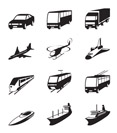 Road, sea and space transportation icons set - vector illustration