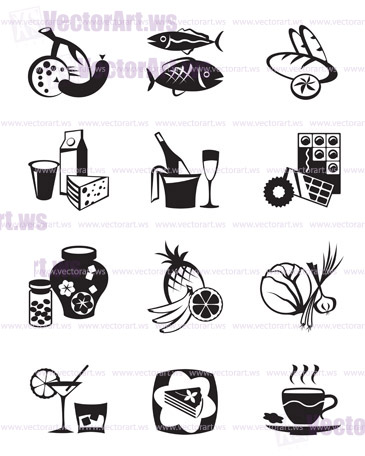 Grocery store and confectionery icons set - vector illustration