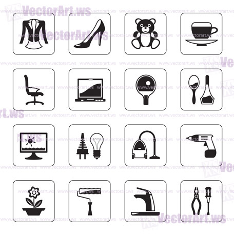 Hypermarket and mall icons set - vector illustration