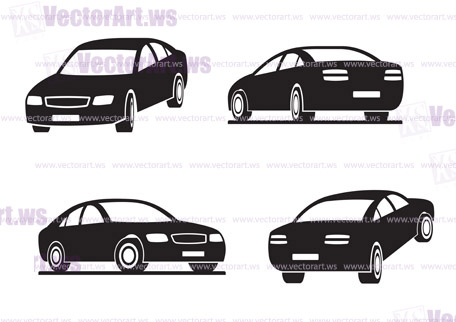 Cars in perspective - vector illustration