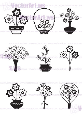 Bouquets of flowers - vector illustration