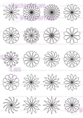 Abstract graphic flower icons set - vector illustration