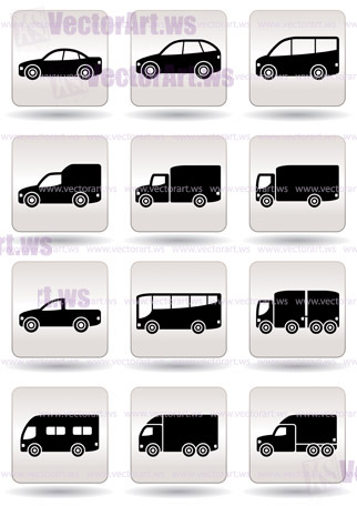 Road transport icons set - vector illustration