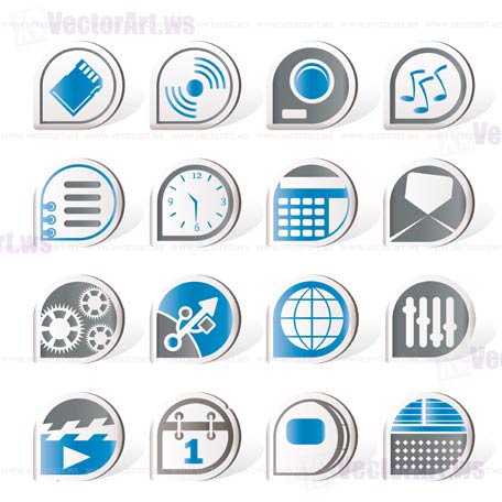 Simple phone  performance, internet and office icons - vector Icon Set