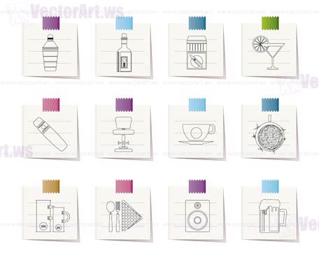 Night club, bar and drink icons - vector icon set