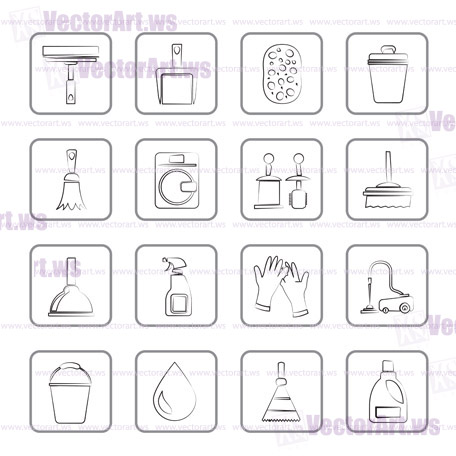 Cleaning and hygiene icons - vector icon set