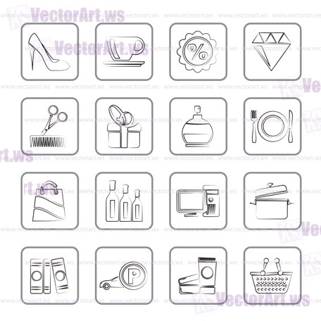 Shopping and mall icons - vector icon set