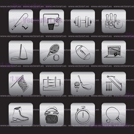 Sport objects icons - vector icon set