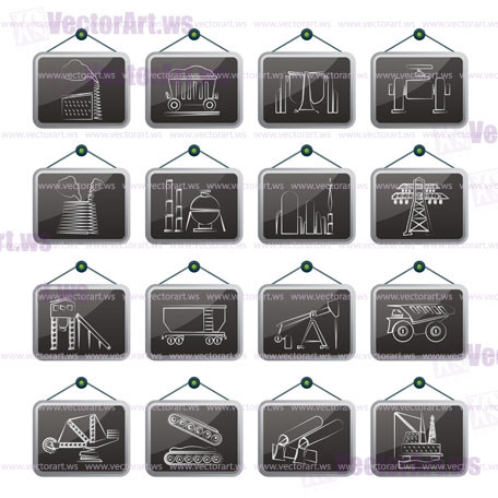 Heavy industry icons - vector icon set