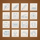 Office tools icons -  vector icon set