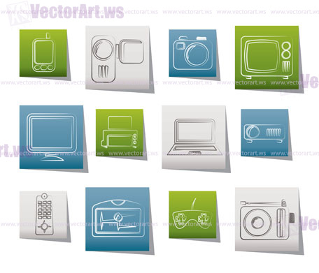 Hi-tech technical equipment icons - vector icon set