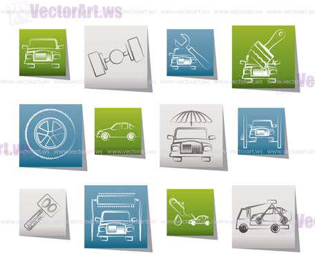 auto service and transportation icons - vector icon set