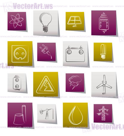 Power and electricity industry icons - vector icon set