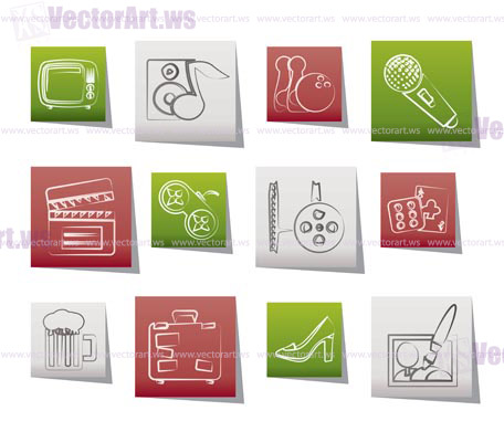 Leisure activity and objects icons - vector icon set