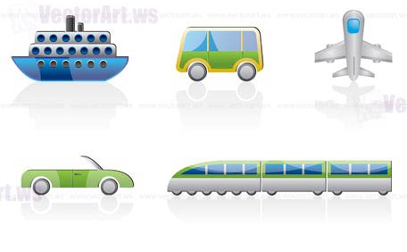 travel and transportation icons - vector icon set