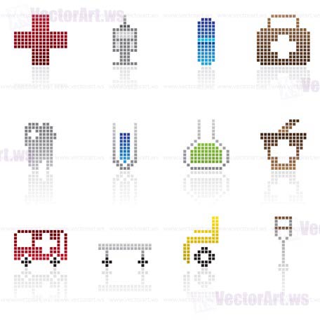 Medical and healtcare Pixel Icons - vector icon set