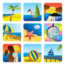 Holiday, Summer and Sea Icons -vector Icon Set