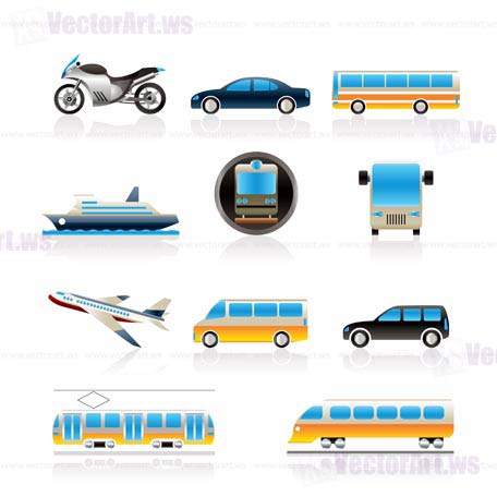 Travel and transportation of people icons - vector icon set