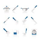 Cooking equipment and tools icons - vector icon set
