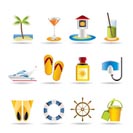 Sea, marine and holiday icons - vector icon set
