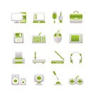 Computer equipment and periphery icons - vector icon set