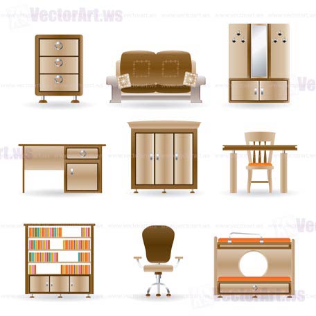 home and office furniture - vector illustration
