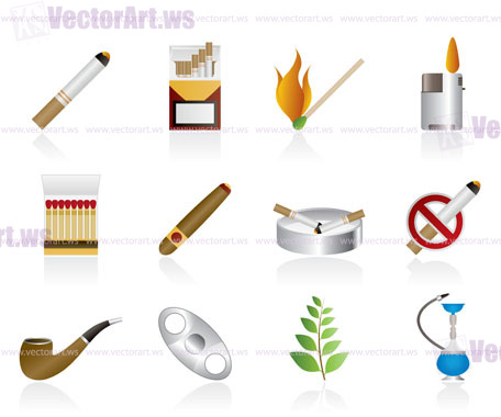 Smoking and cigarette icons - vector icon set