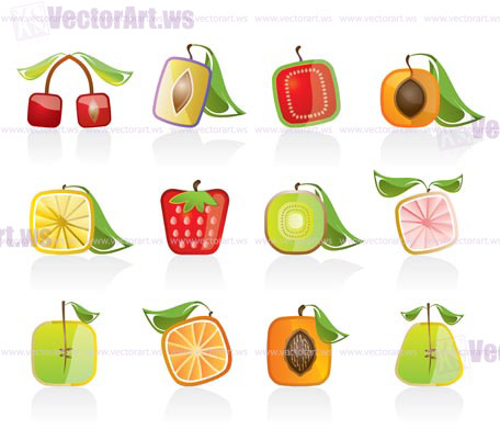 Abstract square fruit icons - vector icon set