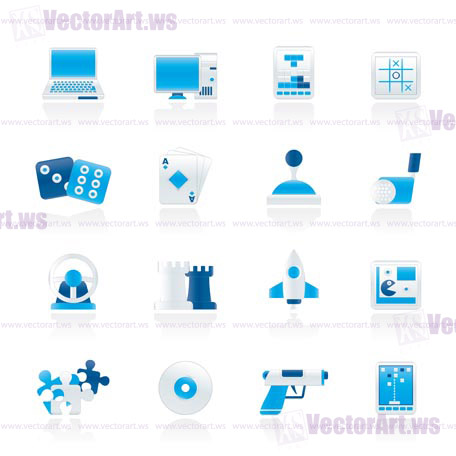 Computer Games tools and Icons - vector icon set