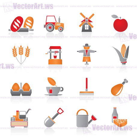 Agriculture and farming icons - vector icon set