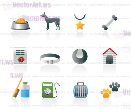 dog accessory and symbols icons - vector icon set