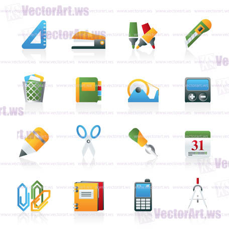 Business and office objects icons - vector icon set